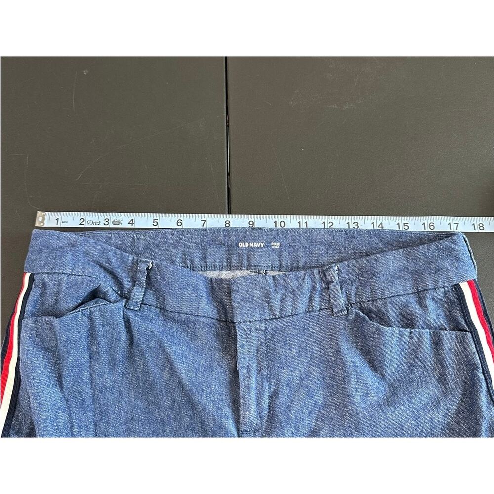 Old‎ Navy Blue Denim Linen Blend Mid-Rise Side-Stripe Ankle Dress Pants Size 12 - Picture 13 of 16